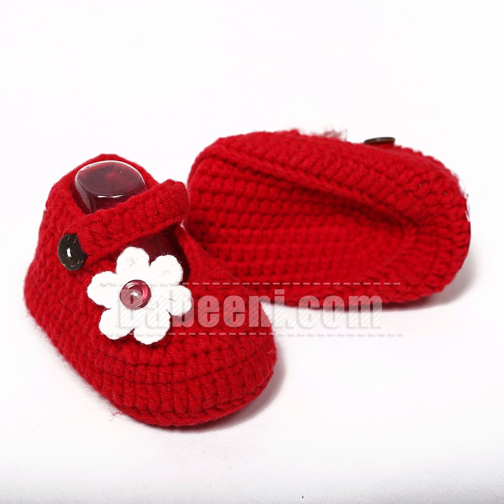 Red Crochet Shoes  Ribbon for Little Baby- CAS 08